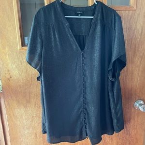 Torrid Black Sparkle Sheer Button Front Top Size 4X
